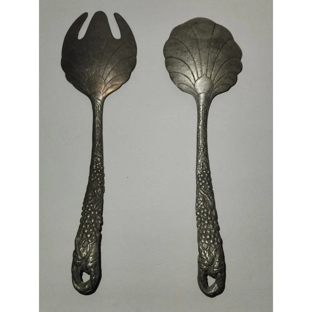 Vintage ARTHUR COURT Grapevine Aluminum SERVING SALAD SPOON FORK SET 1990 GUC